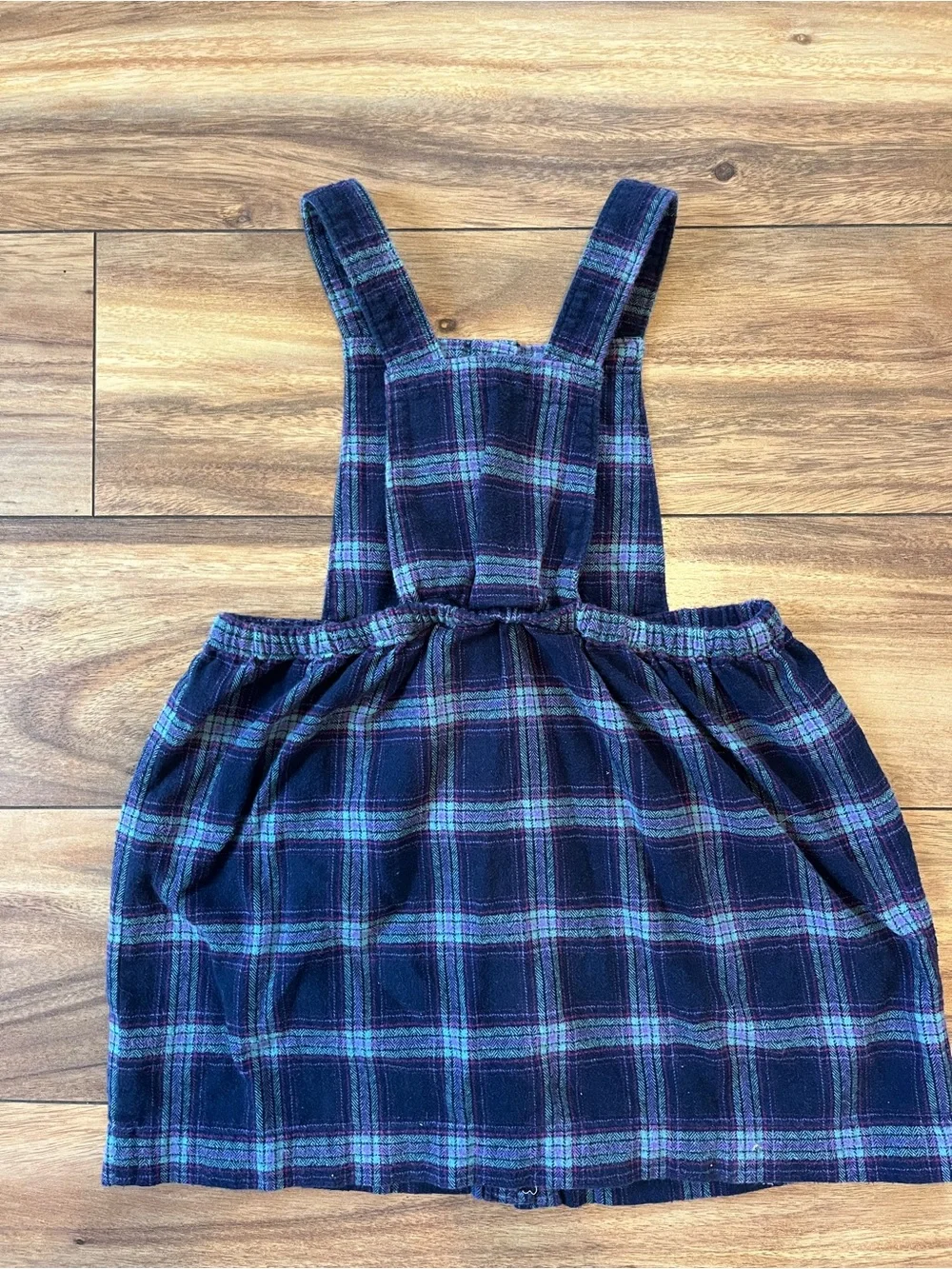 Girls size 5Y Baby gap flannel plaid overall skirt dress purple button up pocket